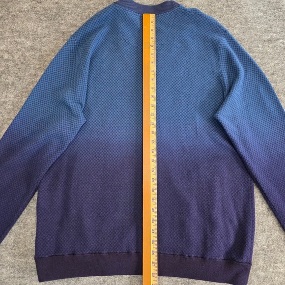 Robert Graham Cardigan Men XL Blue Fade Diamond Knit Button Down Grandpa Sweater - Picture 12 of 14